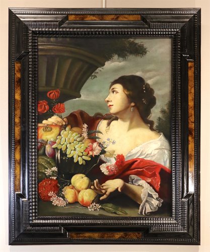 Fanciulla con fiori e frutta